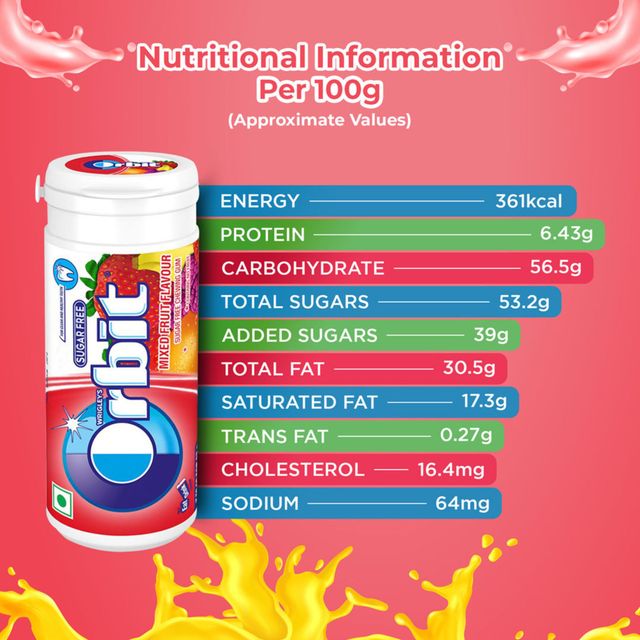 Orbit Sugar Free Mixed Fruit Chewing Gum Tube