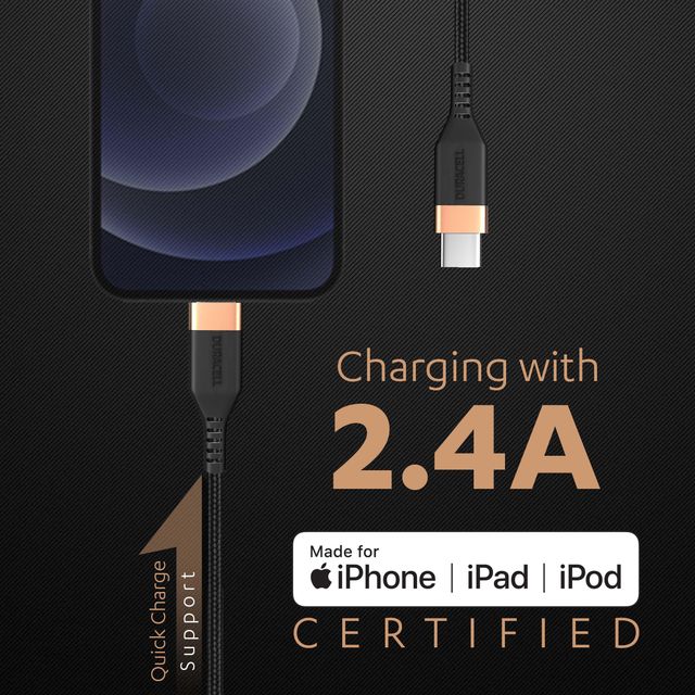Duracell Type C to Lightning Cable (MFI) Certified | 1.5m