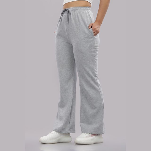 Springman Solid Grey Baggy Track Pant For Woman Grey | S