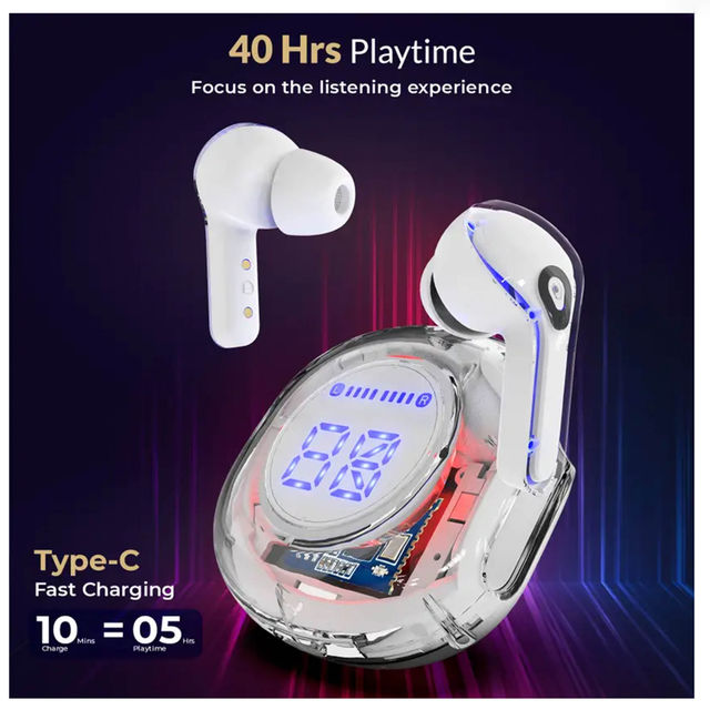 Aroma NB121 Almaty - 40 Hours Playback | TWS | Fast charing with Digital Display | White