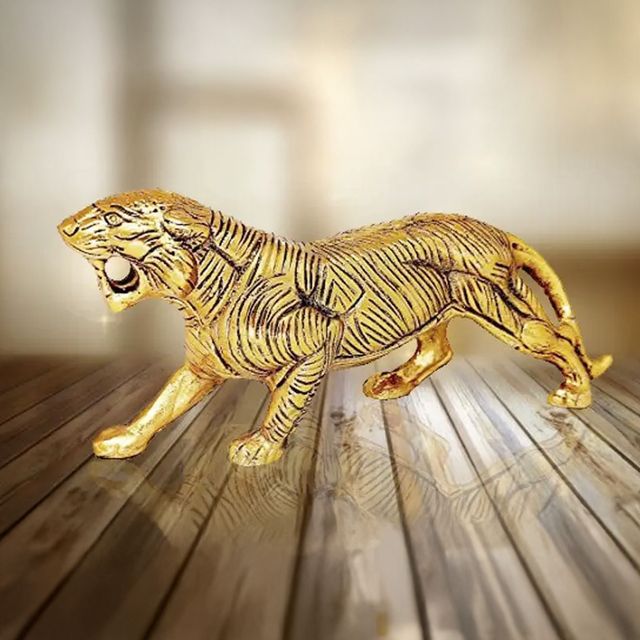 Devnidhii Lion in Gold Polish Vastu/ Fengshui