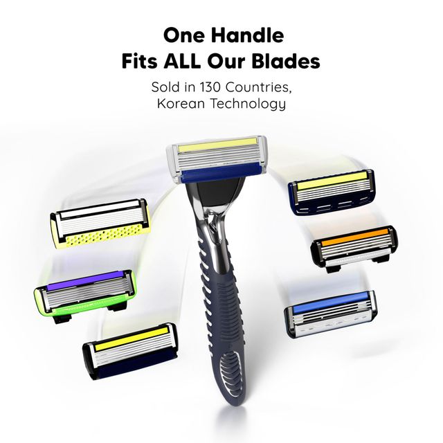 LetsShave Pro Super Value Kit - Razor with 3 Blades | World's 1st 7, 6 & 4-Blade Tech