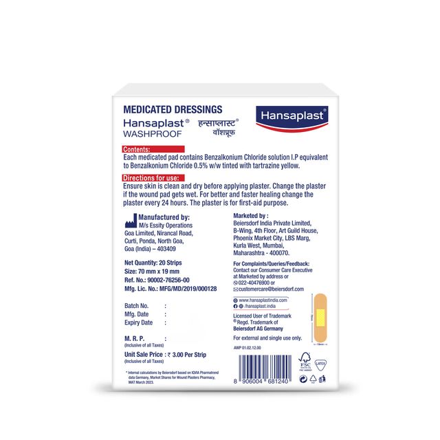Hansaplast Washproof Antiseptic Bandage Pack Of 20