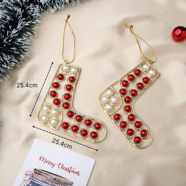Urban Born Set Of 2 Metal Christmas Socks Hanging Ornament For Christmas Decor