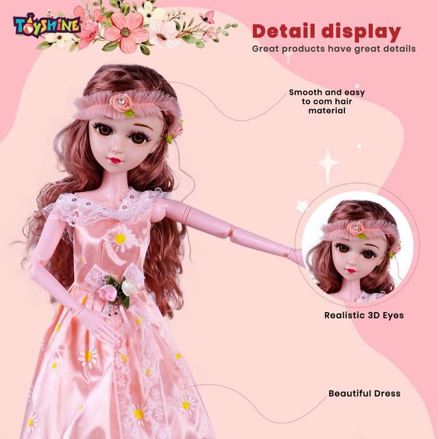 Toyshine 21 Inch Anne Fashion Doll With 3D Eyes | Folding Hands | Peach