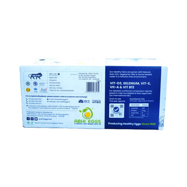 Abhi Vit D3 White Eggs With Immunity Boosters | Pack Of 24