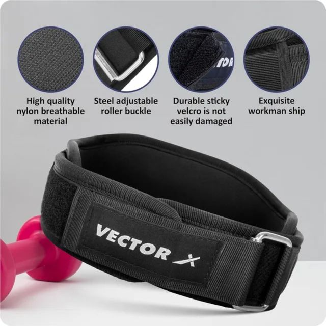 Vector X Go Fit 6 Inch Weight Lifting Gym Belt Quick Locking Fitness | Assorted - XL