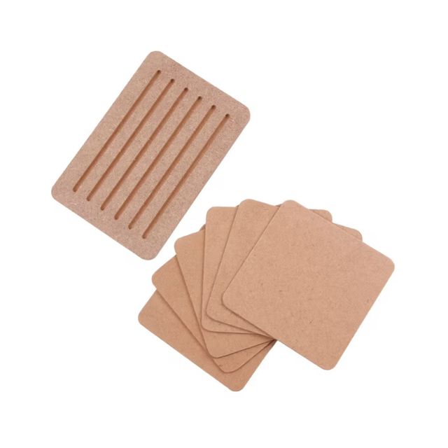 Itsy Bitsy Mdf Coasters With Stand Set of 6 4 x 4 Inch 1.9mm Thick 7 Pc Lb