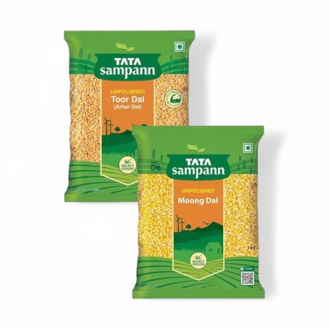 Tata Sampann Unpolished Moong Dal(500gms) & Tata Sampann High Protien Toor Dal - Split(500gms) Combo