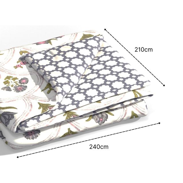 Bianca Extremely Soft 100% Muslin Cotton Dohar Pure Cotton Double Size | Mezzo Floral-Grey/Multi