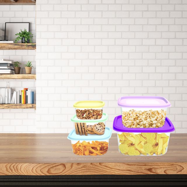 All Time Prism Square Storage Container Set (6600 Ml) (Multicolor) (5 Pc Set)