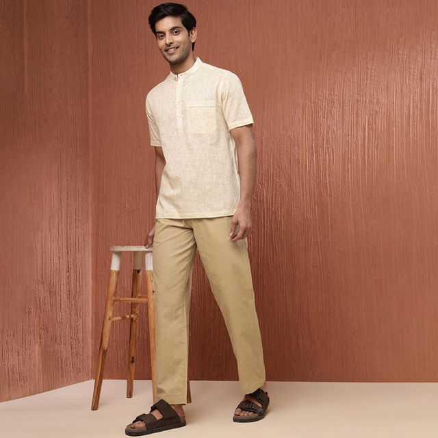 Buy Fabindia Beige Cotton Drawstring Pants - 32 Online - Price