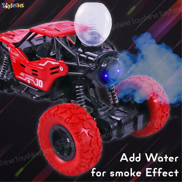 Toyshine 1:16 Scale 27Mhz Smoke Rock Crawler Monster RC Truck | With Booster Spray Function | Red
