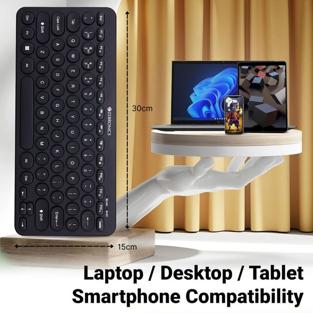 Zebronics K4000Mw Wireless Keyboard with 2 Bluetooth & 2.4 GHz Wireless Connection