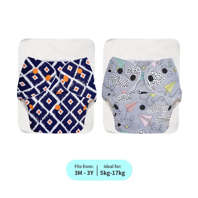 Super Bottoms Basic Cpsia Certified Cotton Cloth Diaper For Kids | Multicolour | Free Size (5 - 17 kg)