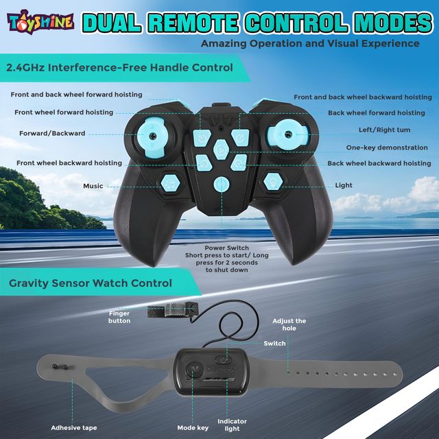 Toyshine Remote Control Stunt Robot Dog  8WD Gesture Sensing | Light and Music For Kids