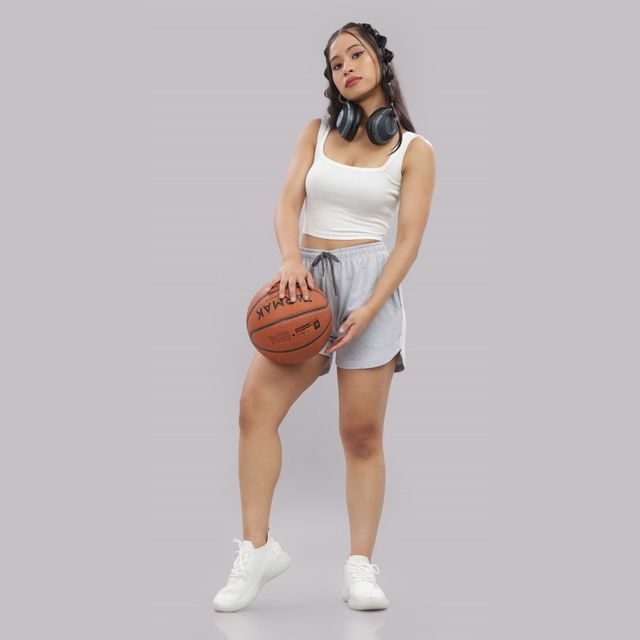 Springman Solid Grey Shorts With Elastic & Drawstring For Women | S