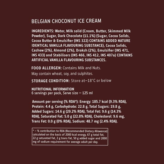 Hocco Belgian Choconut Ice Cream Tub