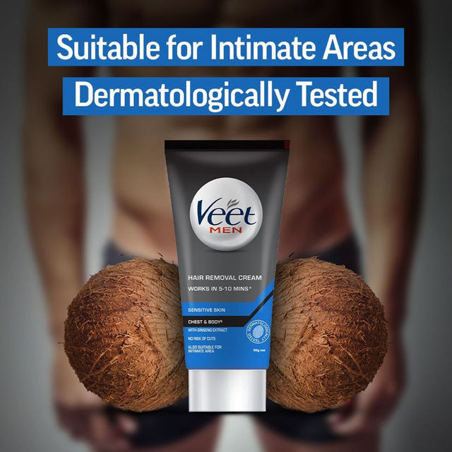 Veet Men Hair Removal Cream - Sensitive Skin(50gms) & Durex Invisible Condom - Super Ultra Thin Condoms(10pc) Combo