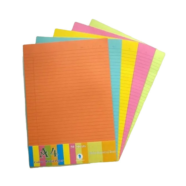 A/4 Size Bright Shades Colour Ruled Paper 50 Sheets Five Colour