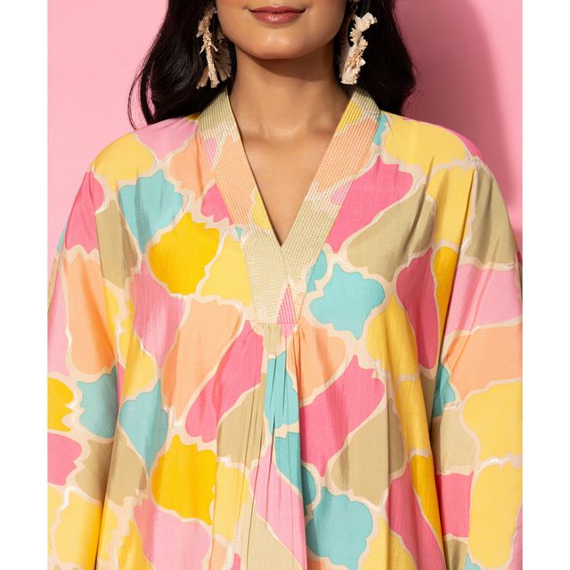 Libas Women's Multicolor Printed Silk Blend Co-Ords | L