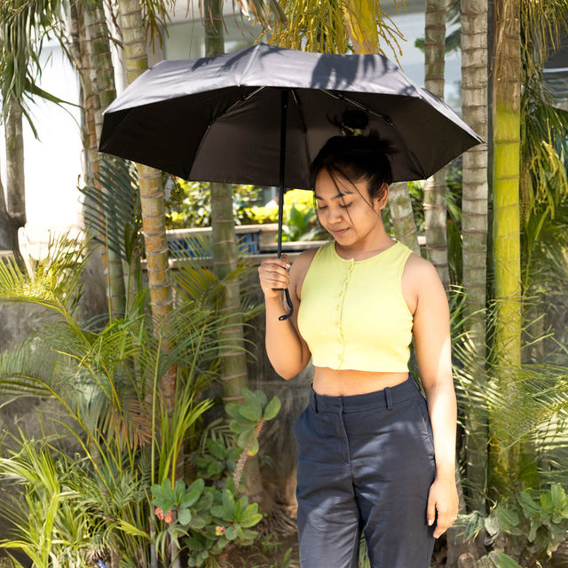 Fendo 3 Fold 22 inch Auto Open Close Black with Silver Coating Umbrella