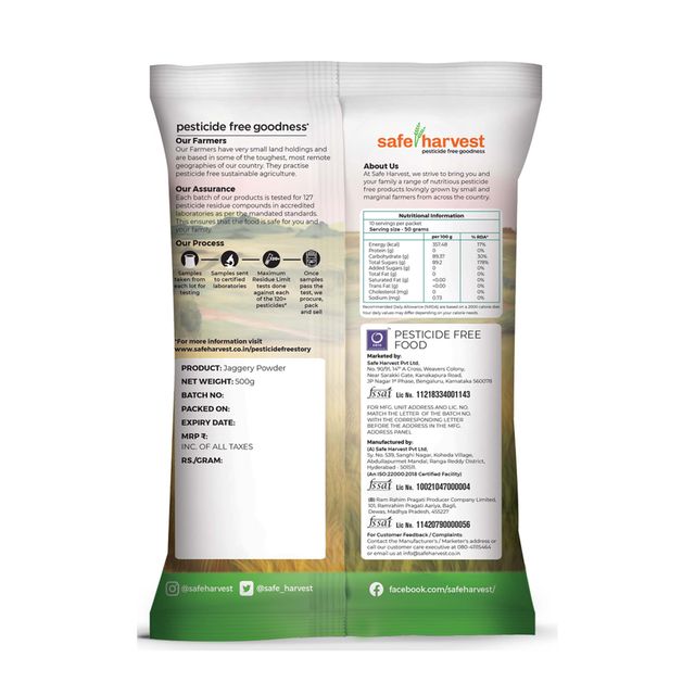 Safe Harvest Pesticide - Free Jaggery Powder 500 g Combo