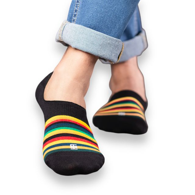 Socksoho Men's Striped Cotton No Show Socks | Multicolour - Free Size