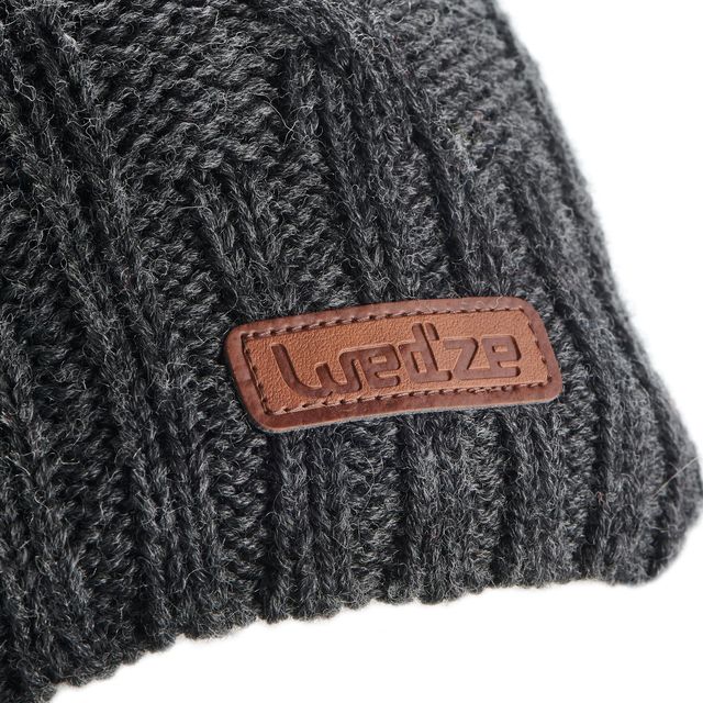Wedze Unisex Solid Wool Beanie | Grey - Free Size