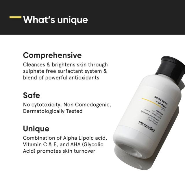 Minimalist ALA & AHA 7% Cleanser With Vitamin B5 Skin For Men And Women