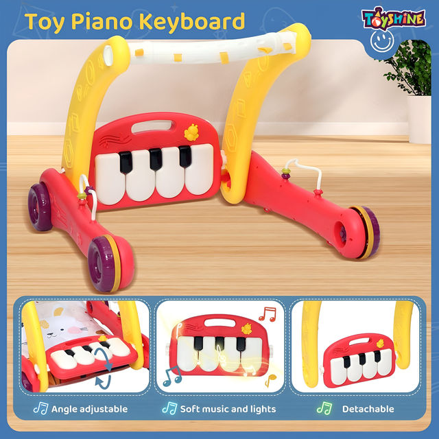 Toyshine 2 In 1 Sleep To Sit To Stand Learning Walker With Musical Piano Rack