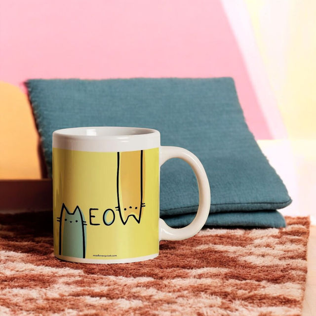 Mad Over Print Meow Coffee Mug
