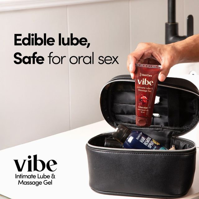 Bold Care Vibe - Chocolate Flavoured Water-Based Intimate Lube (100ml) & Bold Care 404 By All-In-One Flavours Pack Condoms - Chocolate, Strawberry, Mango, Vanilla, & Bubblegum (10pc) Combo