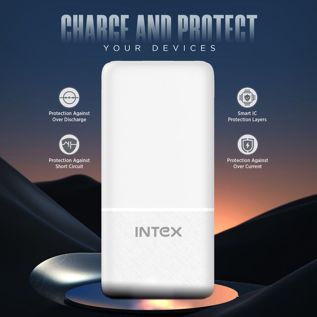 Intex 10000 mAh 12 W Power Bank (Creamy White, Lithium Polymer, Fast Charging for Mobile)