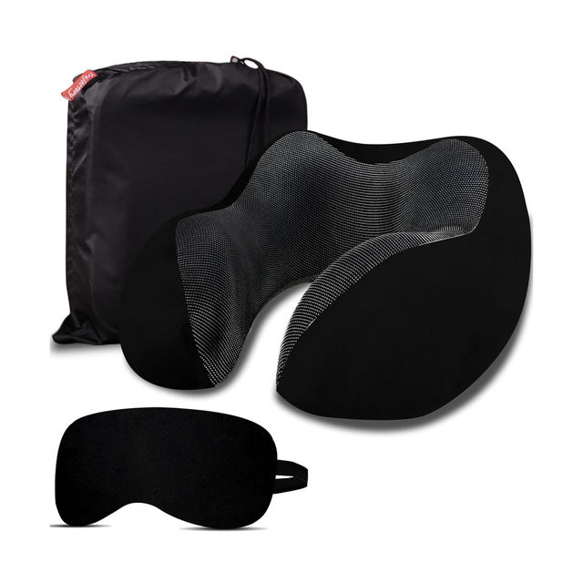 Fur Jaden Unisex Solid Pu 35 L Top Handle Laptop Backpack | Black - 15.6 Inches (1pc) & Trajectory Unisex Solid Polyester Neck Pillow With Eye Mask | Black - One Size (1pc) Combo