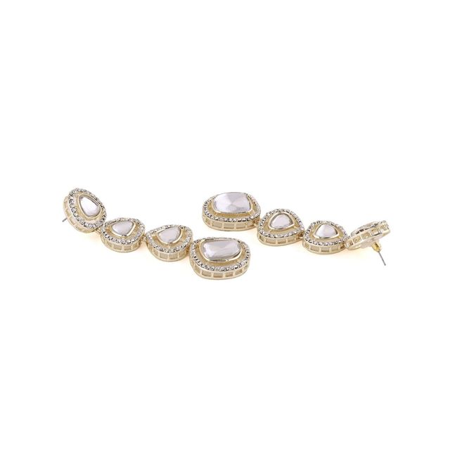 Priyaasi Drop Gold Plated Kundan Earrings