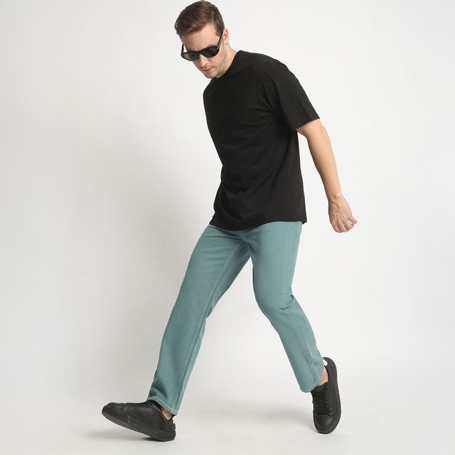 Bene Kleed Men's Relaxed Denim Trousers | Teal Green - 30