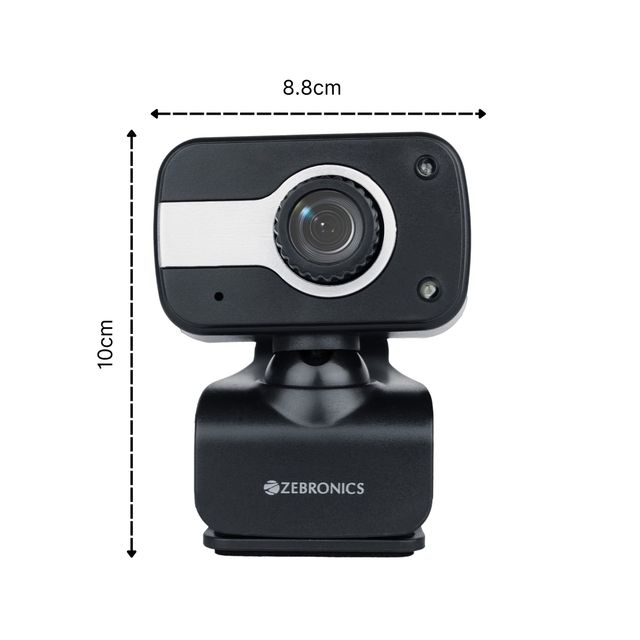 Zebronics Crystal Clear Web Camera, 3P Lens, Resolution 640x480, Built-In Microphone, Manual Switch For Led