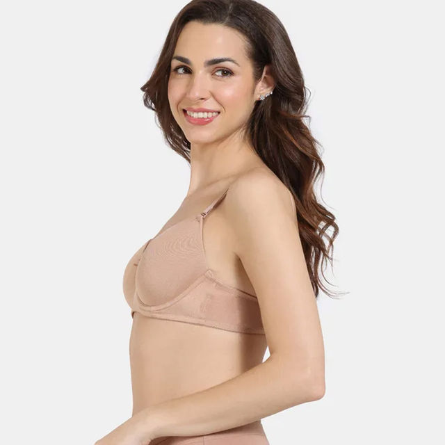 Zivame Women's Padded Wired 3/4Th Coverage T-shirt Bra | Skin - 32C