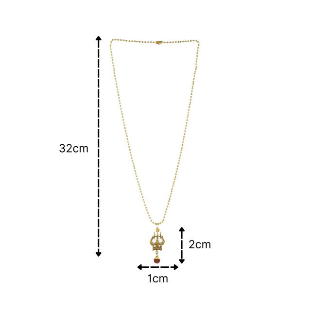 Priyaasi Bold By Priyaasi Rudraksh Trishul Gold-Plated Necklace For Men (Bd-Ch-10012)
