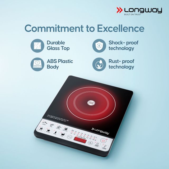 Longway Cruiser IC 2000 Watt Induction Cooktop with Auto Shut-Off -Black, Push Button
