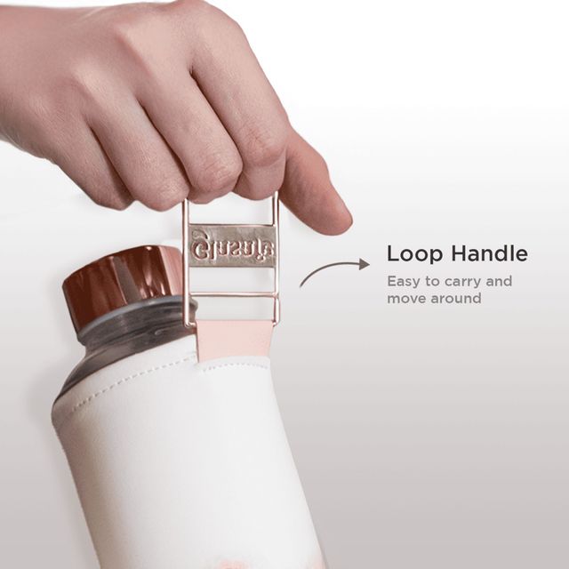 Glasafe Vego Sip Borosilicate Glass Bottle With Protective Vegan Sleeve (Coral Peach) 750Ml