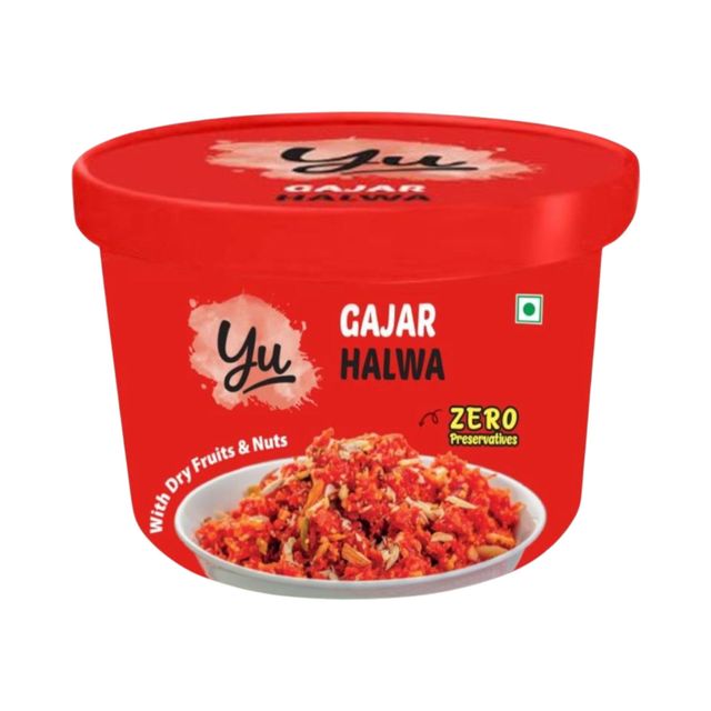 Yu Foods Gajar Halwa - Sweet Indian Mithai Dessert 45 g X 3 Combo