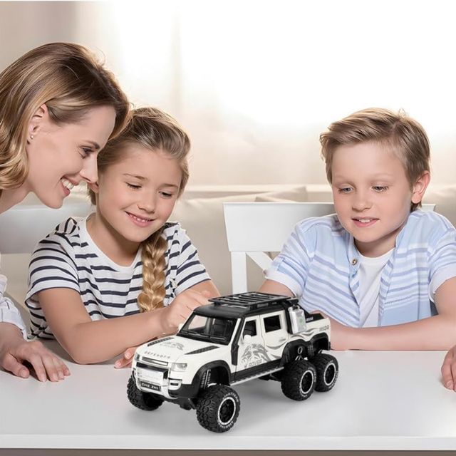 Toyshine 1:28 Die Cast D-Rover Vehicle with Music, Lights & Pull Back for Kids 3+ (White)