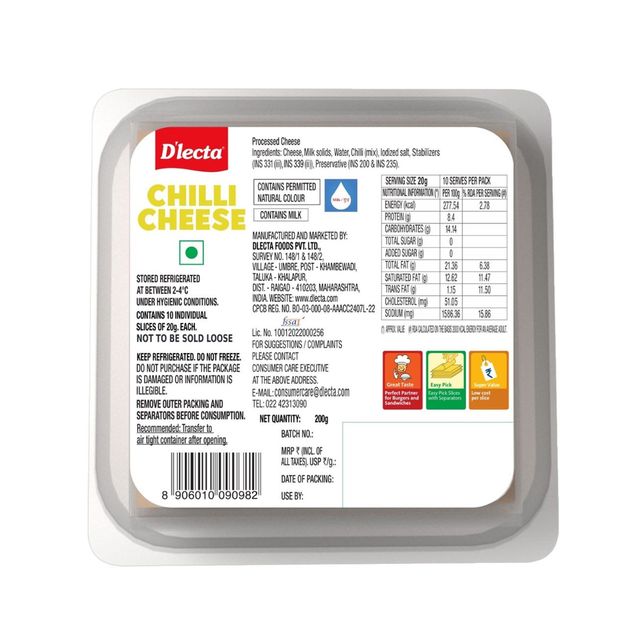 Dlecta Chilli Cheese Slices | Pack Of 10