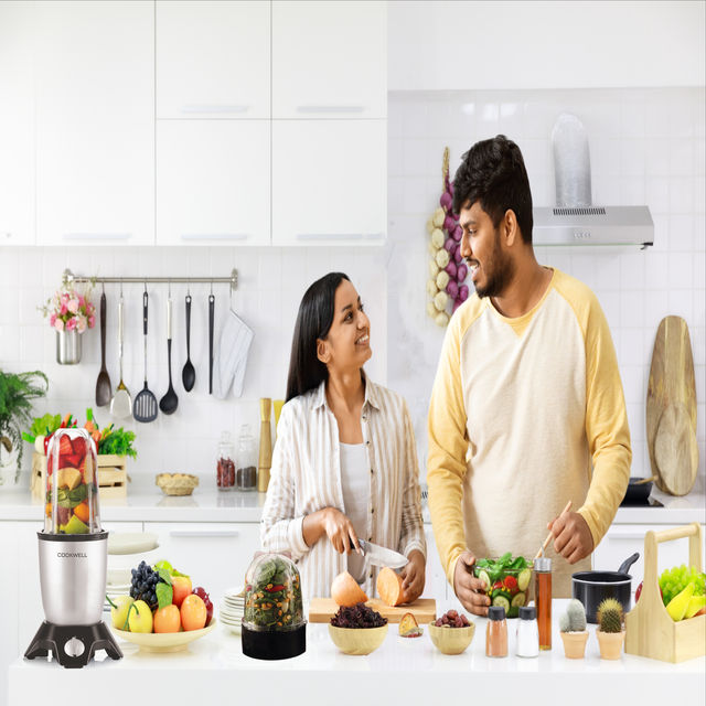 Cookwell Bullet Mixer Grinder | 600 W | 5 Jar | 3 Blades - Silver