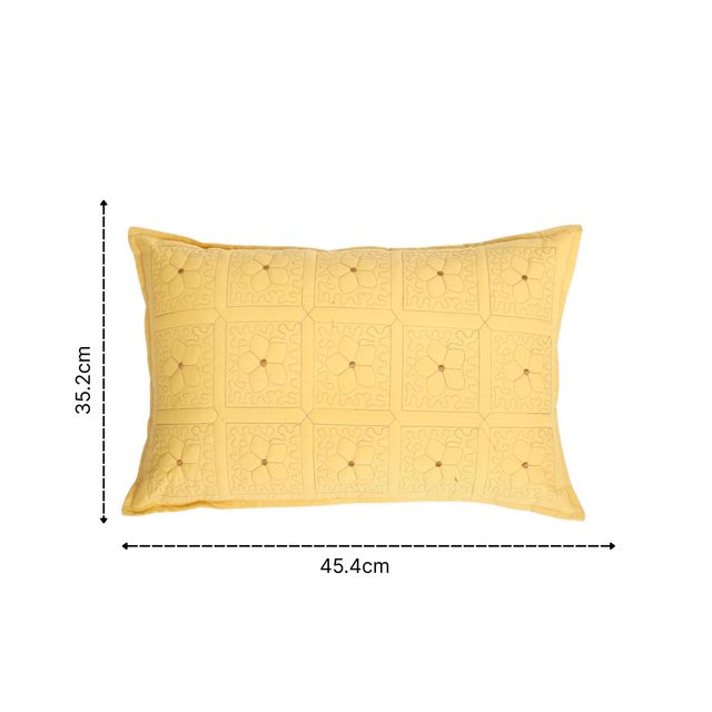 Hosta Homes Pure Cotton Yellow Floral Embroidred Pillow Covers Pack of 2