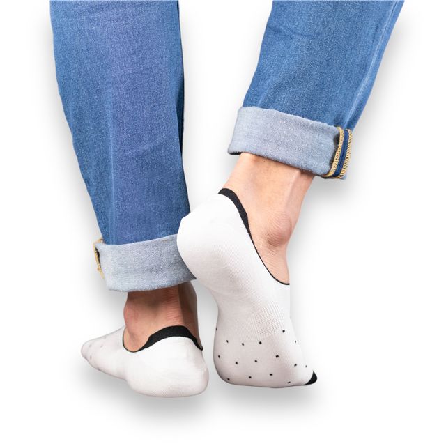 Socksoho Men's Scottish Lisle Cotton No Show Socks | Black and White - UK 7 - 11