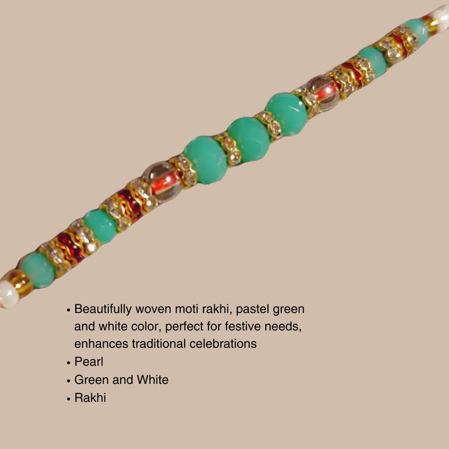 Snickers Miniatures Peanut Chocolate Bar(180gms) & Beautifully Weaved Moti Rakhi In Pastle Green & White Color(1pc) Combo