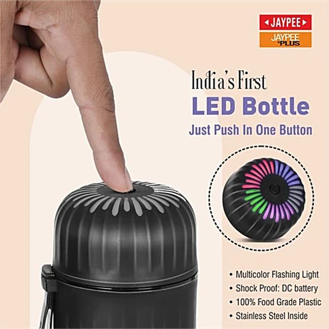 Jaypee Comet Led Bottle For School Kids Suitable For Hot & Cold Beverages |Black | 690 ml